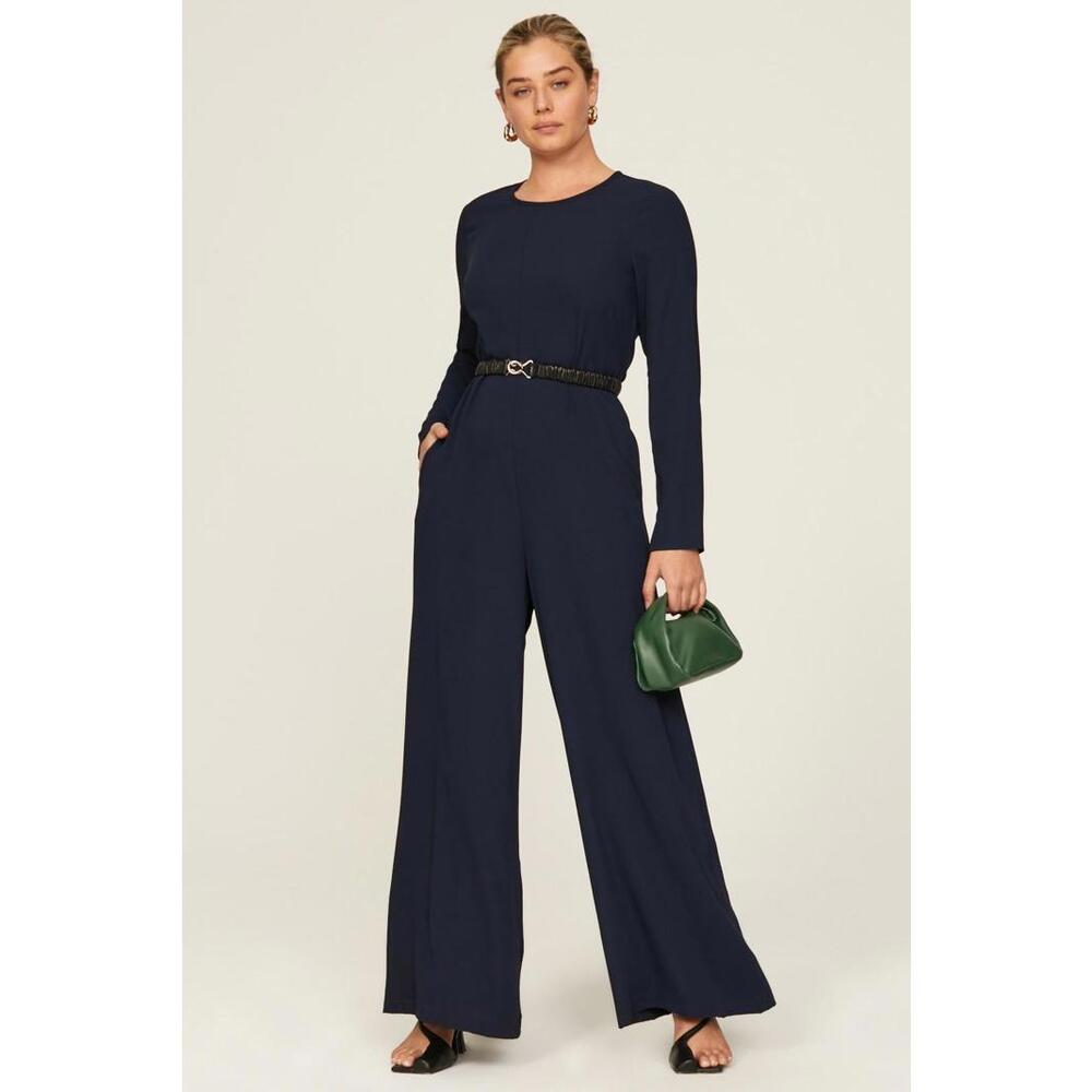 Adam Lippes x RTR Navy Blue Jumpsuit Size 10 with Zipper Chipping & Fabric Pull